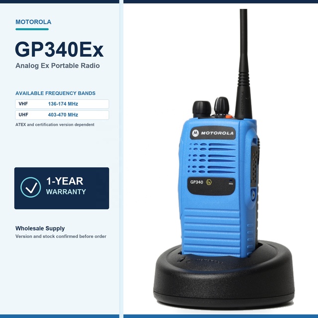 Original Motorola GP340 Ex Intrinsically Safe Two Way Radio ATEX IECEx IP64 for Industrial Facility Distributor Supply Kit