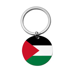 Venta caliente personalización Palestina llavero al por mayor multicolor círculo inoxidable Palestina mapa bandera llavero - Product Image 5