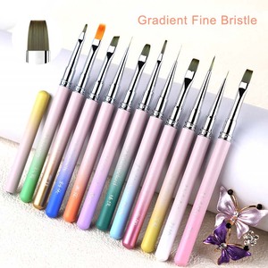 Ensemble de pinceaux à ongles avec manche métallique pour nail art, dégradé, grands carrés, ovales, plats, biseautés, pour gel, ombré, fleurs marguerites, liner et peinture, pour manucure - Product Image 2