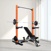 XOYOOU Fitness Squat Stand demi-rack haltérophilie gym support d'exercice avec barre de traction support d'haltères et stockage de plaque de poids