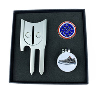 Accessoires de golf personnalisés en fer : Outil de réparation de divots, Clip de chapeau, Marqueur de balle avec boîte en papier – Coffret cadeau