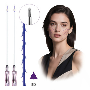 วัสดุเย็บติดผิวหนังชนิดกาวทางการแพทย์ CE Marked PDO Cutting Cog 3D L-Needle ETO Class II สำหรับคลินิกเสริมความงาม ยกกระชับใบหน้า ขนาด 18G-23G 120 มม. - Product Image 3