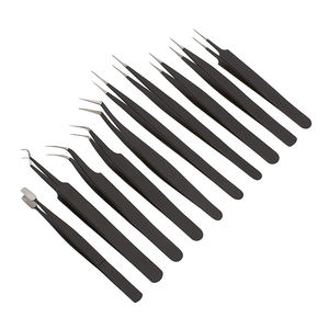 Kit de 10 pinces à épiler incurvées de précision en acier inoxydable antistatique et durables pour extensions de cils, artisanat, bijoux et beauté - Modèle 2026 - Product Image 2