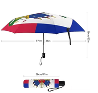 Parapluie automatique personnalisé avec carte du drapeau d'Haïti, protection UV, imperméable, parapluie de fierté haïtienne, résistant au vent, parapluie de voyage