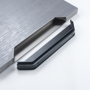 Slot-Style Concealed <b>Pull</b> <b>Handle</b> with Horn-Shaped Design for Wardrobe <b>Doors</b> - Product Image 1