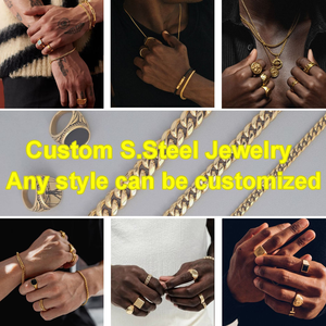 Gioielli Personalizzati Antiossidanti per <span class=keywords><strong>Uomo</strong></span> e Donna, Anelli, Bracciali e Collane in Acciaio Inossidabile Placcato Oro - Product Image 3