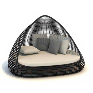 Chaise longue <span class=keywords><strong>de</strong></span> <span class=keywords><strong>jardin</strong></span> en rotin tressé en forme <span class=keywords><strong>de</strong></span> cocon, structure en aluminium, design contemporain résistant aux intempéries, coussin lavable, garantie 2 ans - Product Image 2