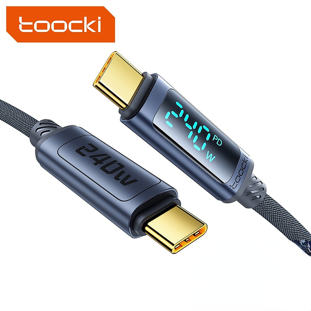 Toocki Digital Display USB-C Cable 240W PD3.1 Fast Charging Cable 480Mbps Data Sync for Instant Upload and High-Speed Charging