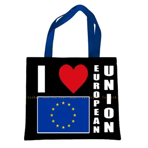 custom 16X14 inches Double Sided Sublimation Printing EUROPEAN UNION tote bag