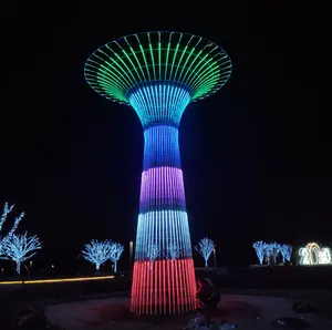공장 도매 패션 거대한 상업용 LED 트리 장식 사용자 정의 축제 야외 LED 3D 조명 모티프 라이트 타워 트리