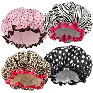 Gorro de Ducha de Satén de Doble Capa para Mujer, Impermeable, Grueso, Estampado, Gorro de Baño, Artículos de Uso Diario, Venta al por Mayor - Product Image 5
