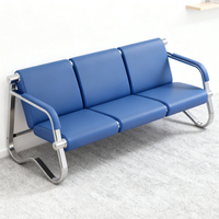Banc de siège moderne en cuir pour aéroport, canapé 3 places pour passagers, chaise de visiteur pour salle d'attente d'hôpital ou bureau