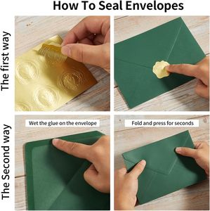 Confezione da 50 buste A7 <span class=keywords><strong>verde</strong></span> scuro con <span class=keywords><strong>cartoncino</strong></span> piegato 5x7 spessi e adesivi dorati per biglietti di auguri - Product Image 3