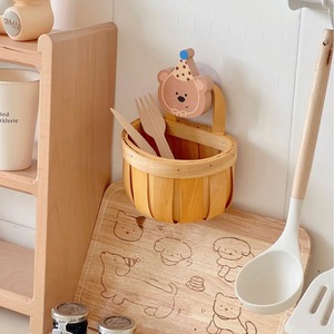 Porte-clés mural amovible Yuan Jin en bambou et bois, motif animal de dessin animé, crochet simple pour sac, capacité 3-5 kg - Product Image 4