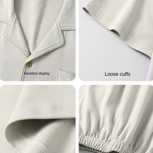 Cardigan Casual da <span class=keywords><strong>uomo</strong></span> in cotone estivo vestito esterno nuovo all'ingrosso pigiama e pantaloni a manica corta tinta unita vestiti per la casa - Product Image 4