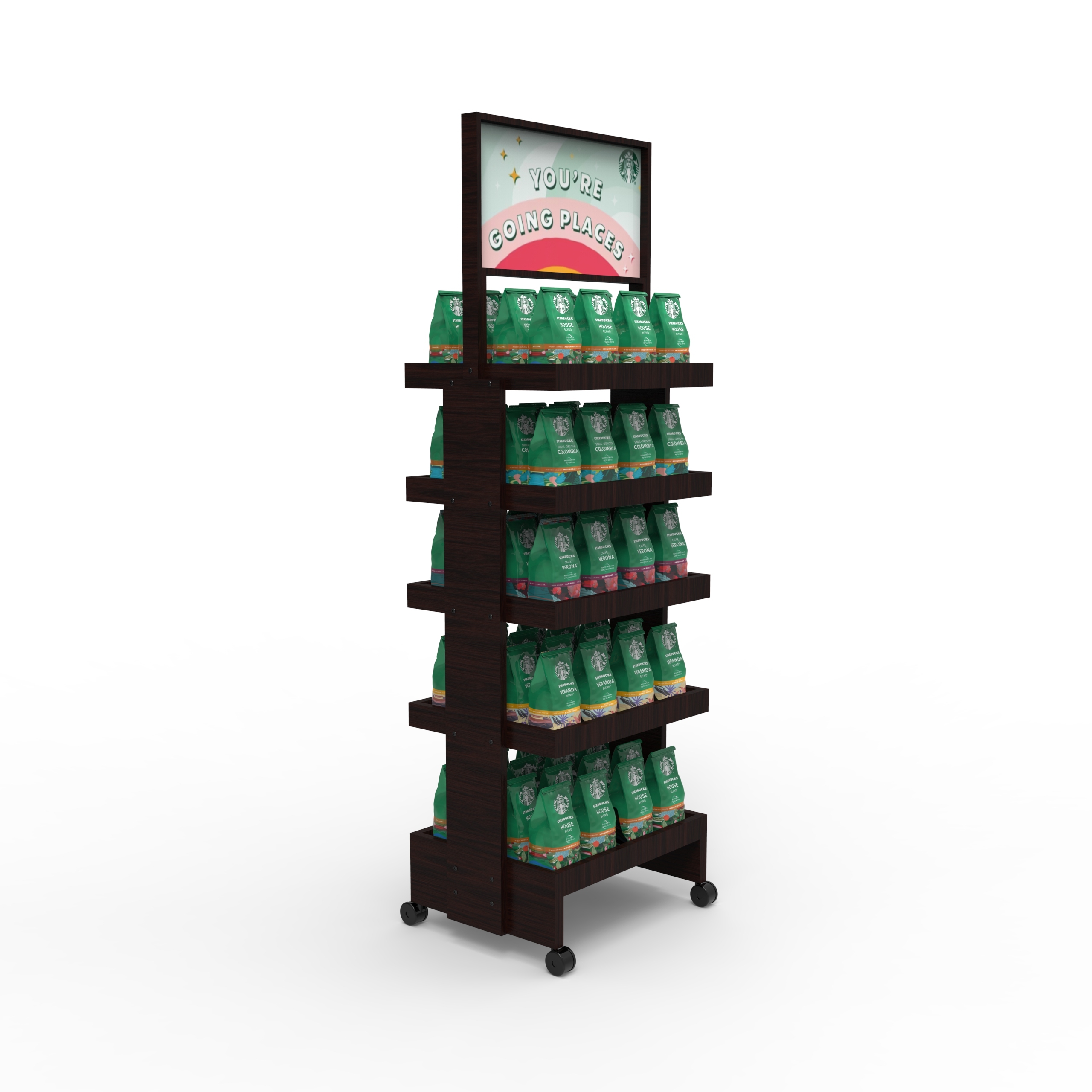 Shopping Mall Supermarket Wooden Display Rackfour Layers Shelf Display Stand Customized — view 2