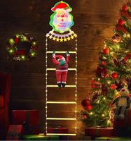Kletternder Weihnachtsmann mit LED-Lichtern für Weihnachtsbaum, Zuhause, Zimmer, Fenster, Wanddekoration, Outdoor-Festdekoration
