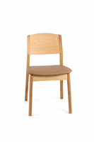 Chaise de salle à manger contemporaine en frêne nord-américain massif avec dossier incurvé pour cuisine et villa