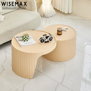 WISEMAX 가구 북유럽 스타일 플라스틱 소파 사이드 테이블 거실 카페 숍용 럭셔리 라운드 네스팅 센터 티 테이블