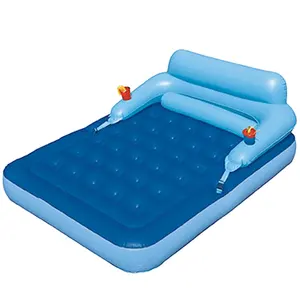 厂家定制麂皮2人泳池床垫植绒充气泳池床垫椅子双人沙发充气床
