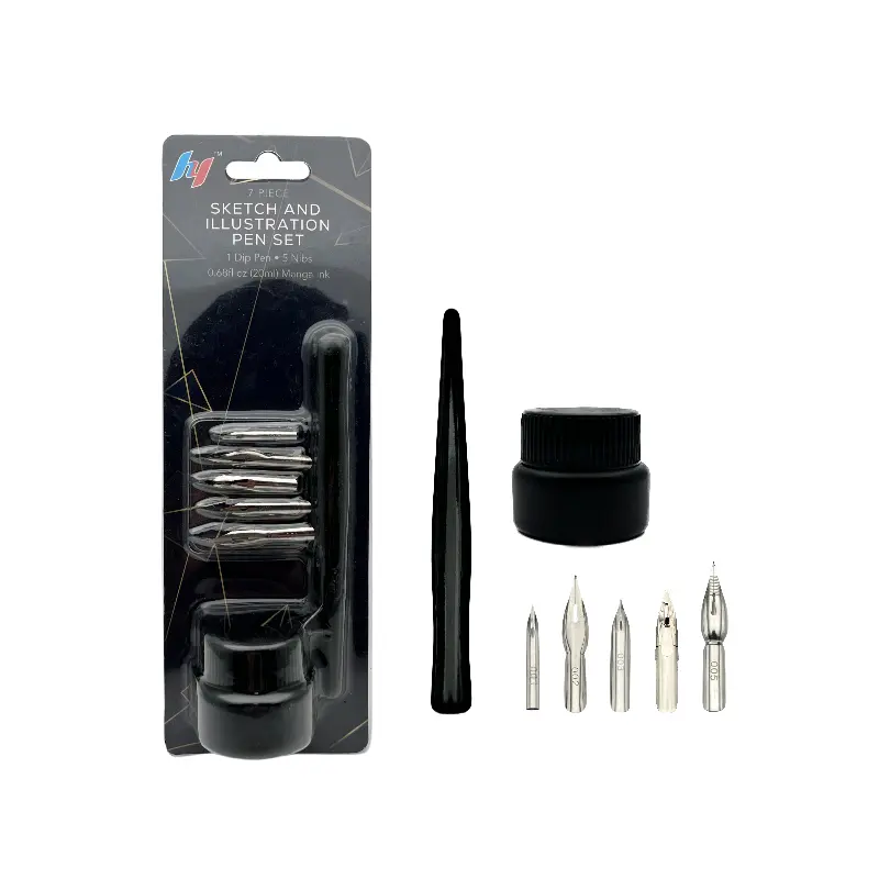 Lopopen MỰC BÚT Kit thư pháp 5 nibs 1ink Dip bút Kit thư pháp, chữ, phác thảo, vẽ, Lập Bản Đồ