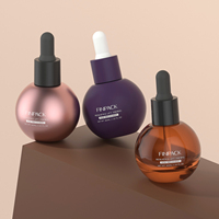 Flacon compte-gouttes en verre noir de 30 ml, forme cylindrique, impression personnalisée, design unique, pour huiles essentielles et cosmétiques