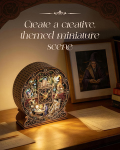 Reloj de Escritorio Mágico 3D de Madera con Luces LED, Hecho a Mano, con Escena de Hadas, Decoración para el Hogar, Manualidades, Regalo - Product Image 2