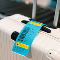 Étiquettes de bagages et étiquettes de valises personnalisées en PP thermique imperméable autocollantes avec options de couleurs personnalisées
