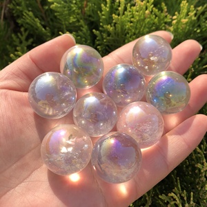 Commercio all'ingrosso di cristallo <span class=keywords><strong>angelo</strong></span> arcobaleno sfera trasparente Reiki pietre preziose di guarigione Mini Aura sfera di cristallo di quarzo trasparente per la decorazione - Product Image 3