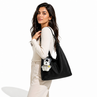 Porte-clés en peluche Schnauzer Kawaii, accessoire de sac, avec mini chien en peluche portant une capuche transparente, idéal pour un cadeau d'anniversaire