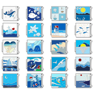 Pulsera de acero inoxidable al por mayor, nuevo estilo italiano, serie oceánica, módulo de conchas de estrellas de mar, pulsera de 9mm - Product Image 6