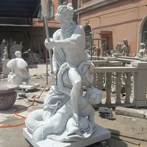 <span class=keywords><strong>Escultura</strong></span> de mármol blanco griego de tamaño natural de Poseidón para jardín exterior italiano - Product Image 1