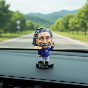 Figurine bobblehead en résine en forme d'Einstein, ornement de personnage créatif pour la décoration de voiture et de maison - Product Image 2