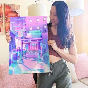 <span class=keywords><strong>Bleu</strong></span> Style japonais Architecture néon Anime mur Art moderne néon peinture acrylique mur Art Decorwith éclairage - Product Image 2
