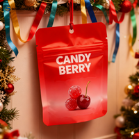 Sachet d'emballage de bonbons personnalisé avec logo, à fermeture éclair refermable et trou de suspension, vente chaude