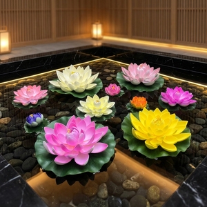 Fleur de lotus artificielle flottante pour aquarium, feuilles de nénuphar décoratives, Saint-Valentin, remise <span class=keywords><strong>des</strong></span> diplômes - Product Image 1
