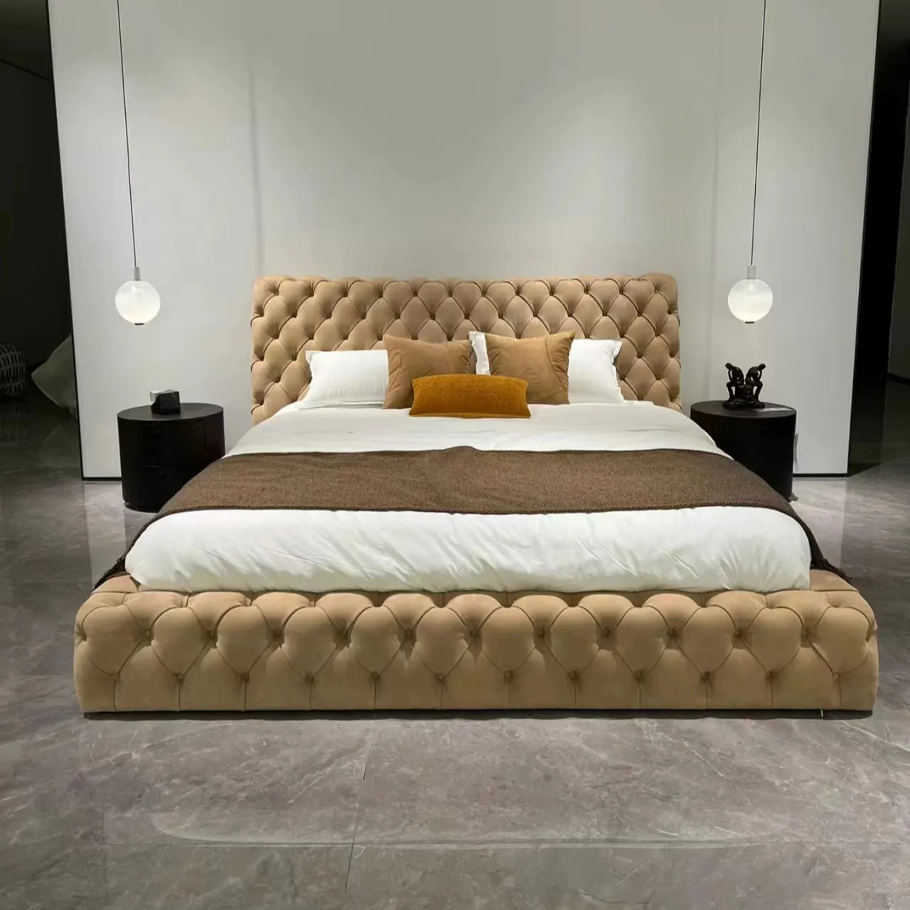 Conjunto de cama king size luxuoso otomano italiano, conjunto clássico king size para quarto, estilo europeu, móveis de quarto luxuosos, ideal para o palco real