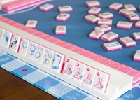 Alas Mahjong Kotak-kotak Biru Rustic Western, Penutup Meja Permainan Anti-Selip Peredam Suara 31,5 Inci untuk Mahjong Amerika