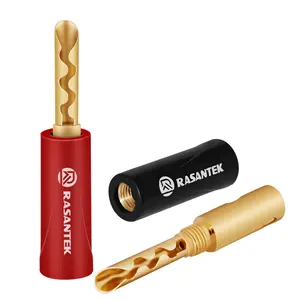 RASANTEK 2u “镀金HIFI香蕉插头音频插孔扬声器插头BFA Hifi 4毫米音频齿状香蕉连接器，用于扬声器电缆