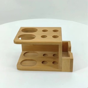 Bamboo <b>Toothbrush</b> <b>Holder</b> With Toothpaste Storage Freestanding Rectangular Wood Bathroom Organizer Natural Color - Product Image 2