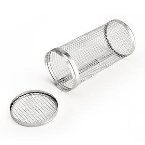 Panier de barbecue en acier inoxydable 20,3x9,5x9,5 cm, cage à fumée cylindrique portable avec couvercle pour grillades en extérieur - Product Image 1
