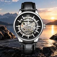 Montre squelette automatique mécanique pour homme TEVISE T893, bracelet en cuir et acier personnalisé, étanche, vente en gros directe usine