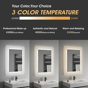Miroir <span class=keywords><strong>de</strong></span> salle <span class=keywords><strong>de</strong></span> bain rectangulaire éclairé à LED mural avec fonction mémoire, température <span class=keywords><strong>de</strong></span> couleur 3000K-6500K, anti-buée - Product Image 4