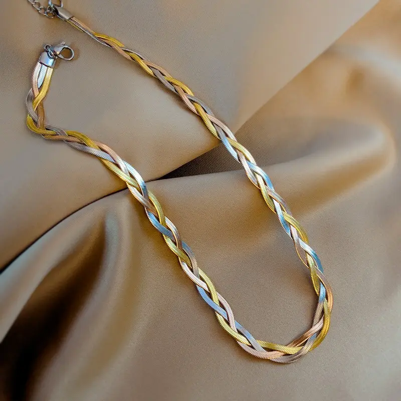 MARONEW custom Tarnish Stainless Steel Gold Filled Herringbone flat Snake Chain Necklace Choker Fashion Jewelry For Women