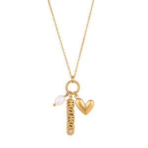 <span class=keywords><strong>Collana</strong></span> J&D Design Originale per la <span class=keywords><strong>Festa</strong></span> <span class=keywords><strong>della</strong></span> <span class=keywords><strong>Mamma</strong></span> in Acciaio Inossidabile Placcato Oro 18K con Zirconi, Perla d'Acqua Dolce, Cuore, Stella e Chiusura MAMA OT - Product Image 5