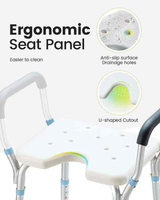 Siège de douche ergonomique à double poignée, banc de bain, équipement de sécurité pour salle de bain, design simple, équipement de réadaptation