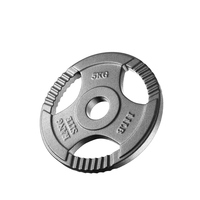 Juego de Placas de Hierro Fundido Tri-Grip al por Mayor con Acabado Barnizado y Tono Martillado para Gimnasio en Casa y Entrenamiento Físico