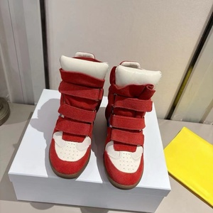 High quality Height-increasing Women's Sports Shoes Wedge <b>Heel</b> Genuine Leather Snow Boots High-top Casual Cotton Shoes - Product Image 2