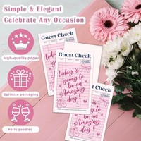 Buku Nota Tamu Warna Pink, Kertas Pesanan Restoran, Cetak Dua Sisi, 50 Lembar untuk Penagihan dan Pencatatan Pesanan