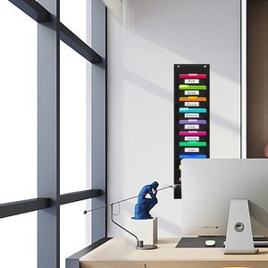 Organization Pocket Chart 10 Pockets Hanging Wall <b>File</b> Organizer With 2 Metal <b>Hangers</b> For Office Home Use - Product Image 5